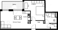 Grundriss Whg 22 - Schö­ne, hel­le, gut geschnit­te­ne 2‑Zi. Pent­house Whg. inkl. 1xTG-Stelll­platz, inkl. Kellerabteil